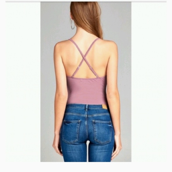 Mauve Criss Cross Body Suit - Picture 3 of 8